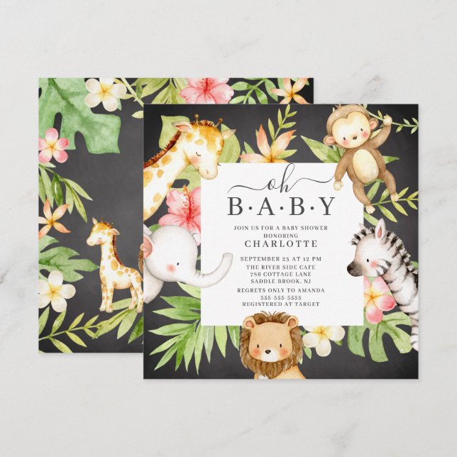 Oh Baby Jungle Baby Shower  Invitation (Front/Back)