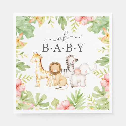 Oh Baby Jungle Baby Shower Paper Napkins