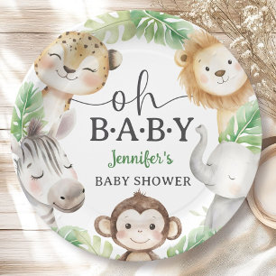 Oh Baby Jungle Baby Shower Safari Animals  Paper Plates
