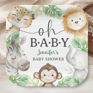 Oh Baby Jungle Baby Shower Safari Animals  Paper Plates
