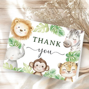 Oh Baby Jungle Baby Shower Safari Folded Thank Letterpress Thank You Card