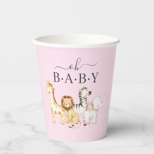 Oh Baby Jungle Baby Shower Square Sticker Paper Cups