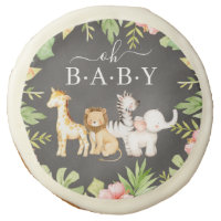 Oh Baby Jungle Baby Shower Sugar Cookie