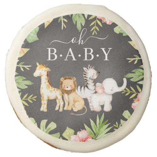 Oh Baby Jungle Baby Shower Sugar Cookie