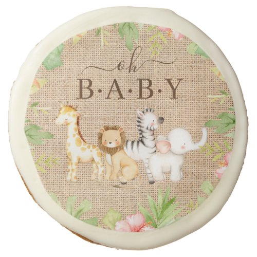 Oh Baby Jungle Baby Shower Sugar Cookie