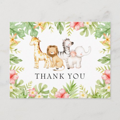 Oh Baby Jungle Baby Shower Thank You Postcard