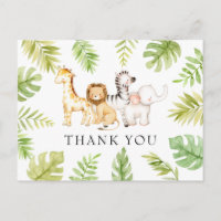 Oh Baby Jungle Baby Shower Thank You Postcard