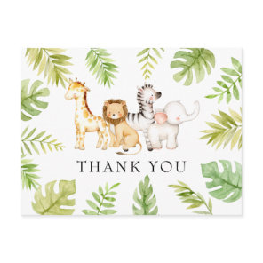 Oh Baby Jungle Baby Shower Thank You Postcard