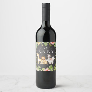 Oh Baby Jungle Baby Shower Wine Label