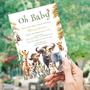 Oh Baby Jungle Gender Neutral Baby Shower Invitation