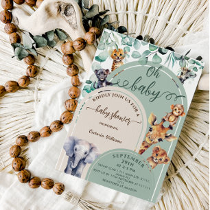 Oh Baby Jungle Safari Animals Baby Shower Invitation