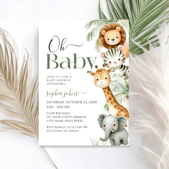  Oh Baby Jungle Safari Animals Party Baby Shower Invitation (Creator Uploaded)