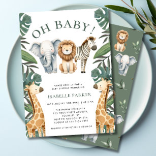 Oh Baby Jungle Safari Baby Shower Invitation