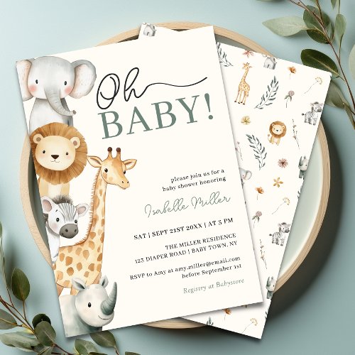 Oh Baby Jungle Safari Baby Shower Invitation