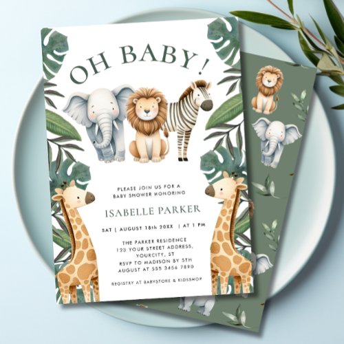 Oh Baby Jungle Safari Baby Shower Invitation