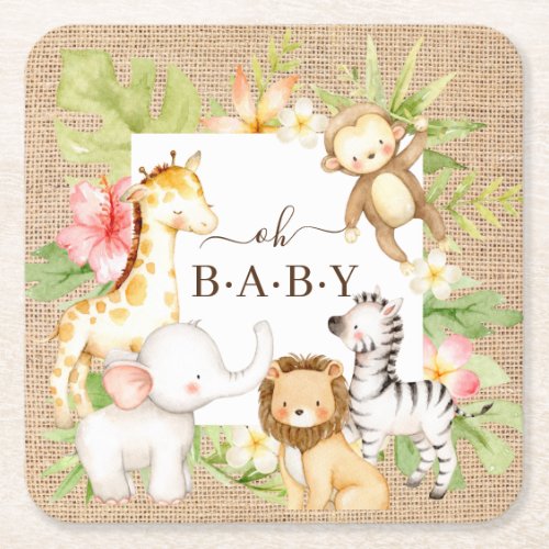 Oh Baby Jungle Square Paper Coaster