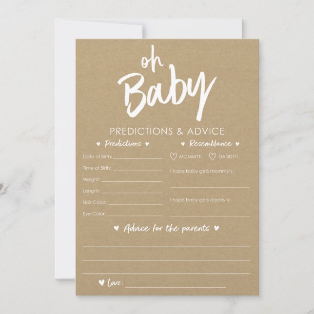 Oh Baby Kraft Predictions and Advice Card (Front)