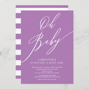 Oh Baby Lavender Girl Baby Shower Invitation