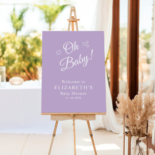 "Oh Baby" Lavender Modern Baby Shower Welcome Foam Board