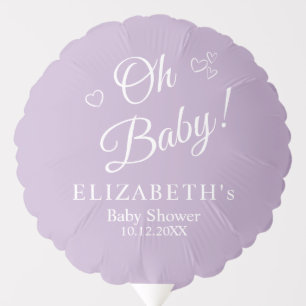 "Oh Baby" Lavender Modern Minimalist Baby Shower Balloon