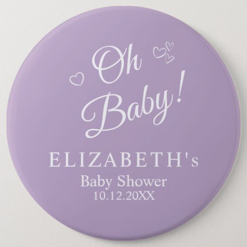 Oh Baby Lavender Modern Minimalist Baby Shower Button