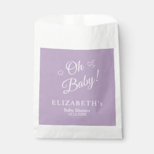"Oh Baby" Lavender Modern Minimalist Baby Shower Favor Bag