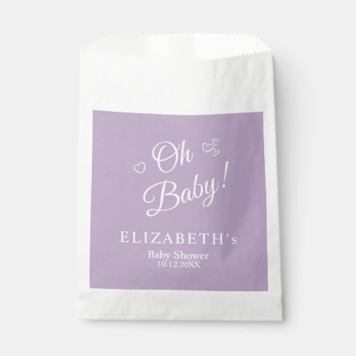 Oh Baby Lavender Modern Minimalist Baby Shower Favor Bag