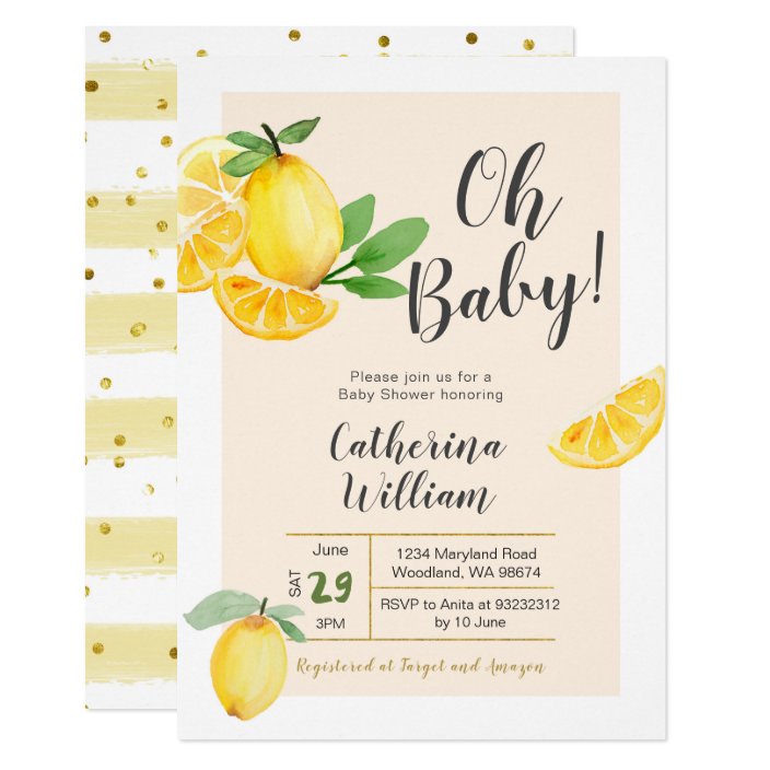 lemon baby shower invitations