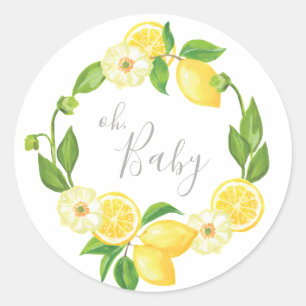 oh Baby Lemon Floral Baby Thank You Favor Sticker