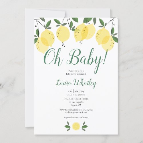 Oh Baby Lemons Baby Shower Invitation