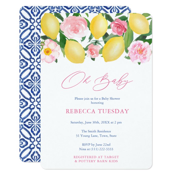 lemon baby shower invitations