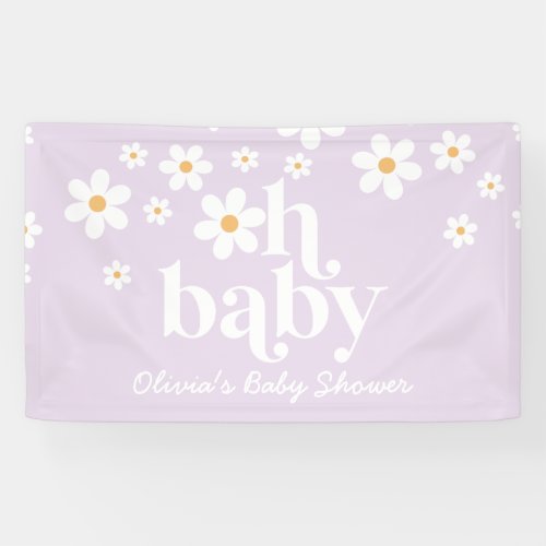 Oh Baby Lilac Daisy boho shower Banner