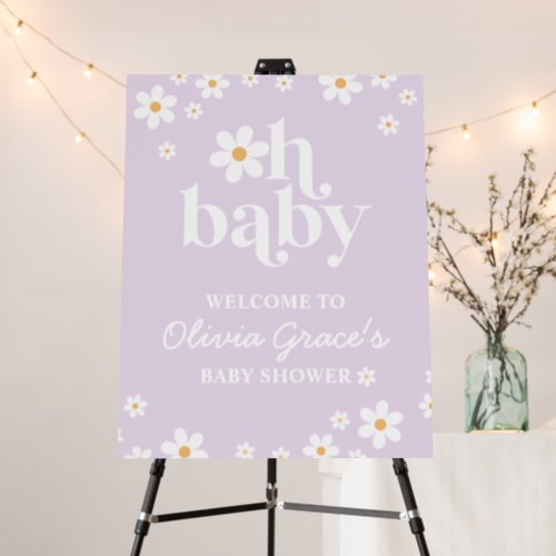 Oh Baby lilac Daisy Shower Welcome Poster