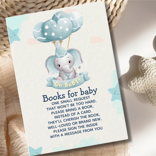 Oh Baby Lindo Elefante Blue Watercolor Baby Shower Enclosure Card