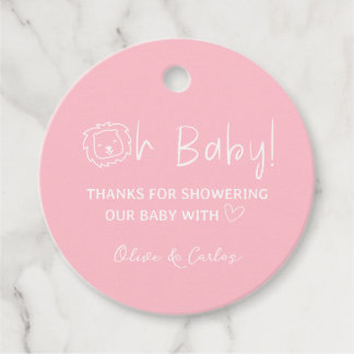 Oh Baby Lion and Heart Thank You Baby Shower Favor Tags