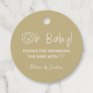Oh Baby Lion and Heart Thank You Baby Shower Favor Tags