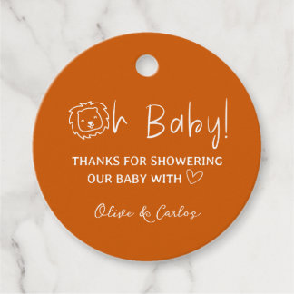 Oh Baby Lion and Heart Thank You Baby Shower Favor Tags