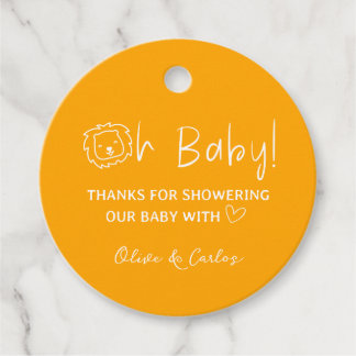 Oh Baby Lion and Heart Thank You Baby Shower Favor Tags