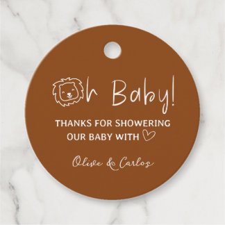 Oh Baby Lion and Heart Thank You Baby Shower Favor Tags