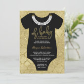 Oh Baby, Little Lady Baby Shower Invite, Faux Gold Invitation (Standing Front)