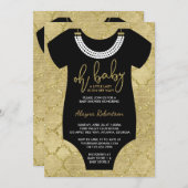 Oh Baby, Little Lady Baby Shower Invite, Faux Gold Invitation (Front/Back)