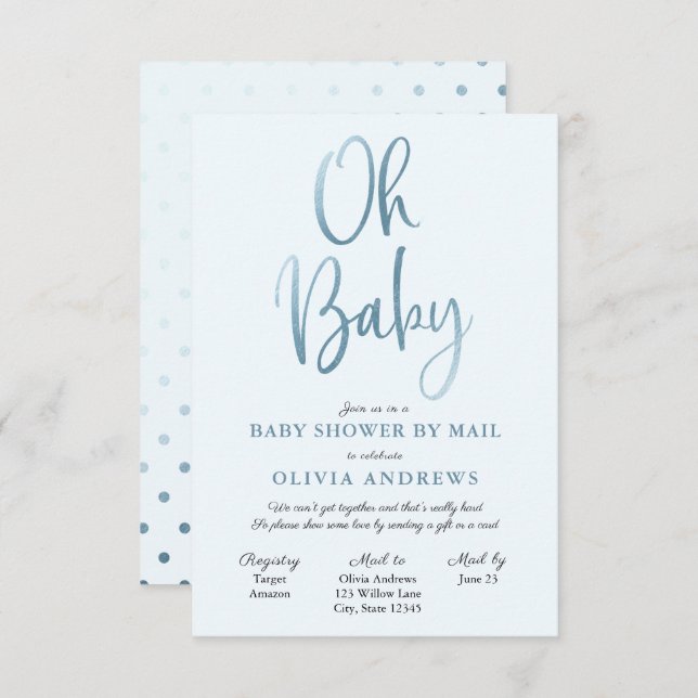 Oh Baby Long Distance Baby Shower Invitation (Front/Back)