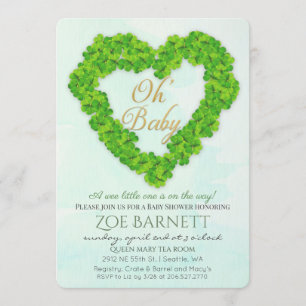 Oh Baby Lucky Clover Baby Shower Invitation