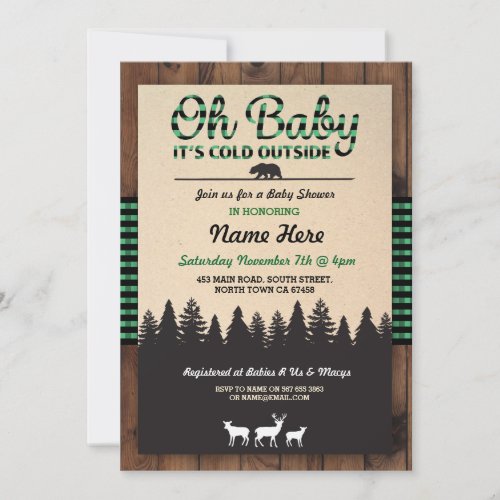 Oh Baby Lumberjack Baby Shower Boy Invitation