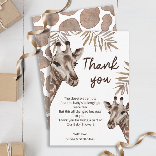 Oh Baby Mama and Baby Giraffe Neutral Baby Shower Thank You Card