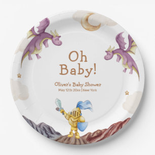 Oh Baby Medieval Fairytale Dragon Boy Baby Shower  Paper Plates