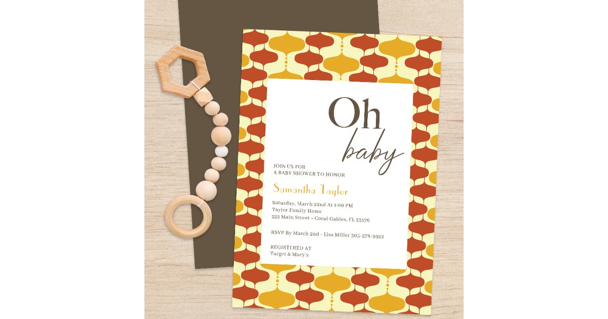 Oh Baby Mid Century Modern Baby Shower Invitation | Zazzle