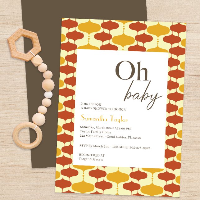 Oh Baby Mid Century Modern Baby Shower Invitation  (Mid Century Modern Patterned Baby Shower Invitation  )