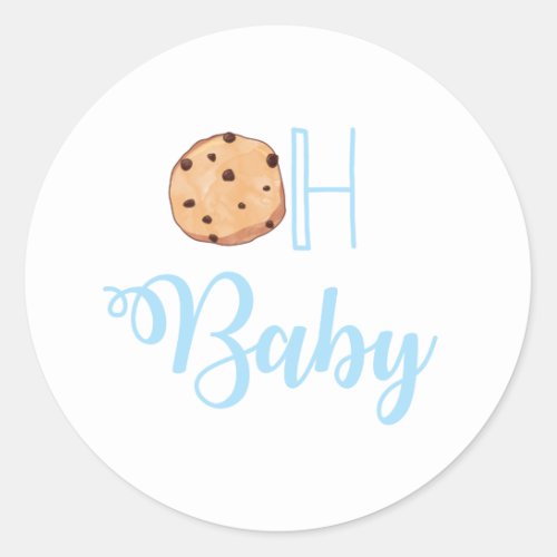 Oh Baby Milk and Cookies blue Baby Shower Classic Round Sticker