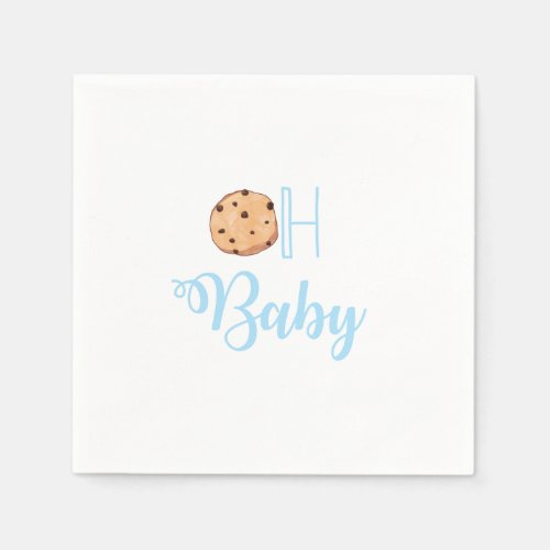 Oh Baby Milk and Cookies blue Baby Shower Napkins